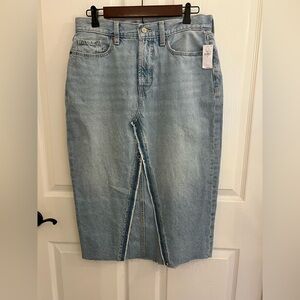 Women's Blue Denim Skirt high Rise Midi